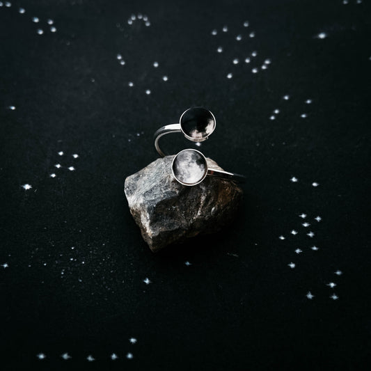 My Moon Bypass Ring with Two Lunar Phases Ring Yugen Handmade