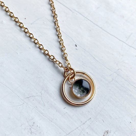 My Moon Mini Halo Necklace with Custom Lunar Phase Necklace Yugen Handmade