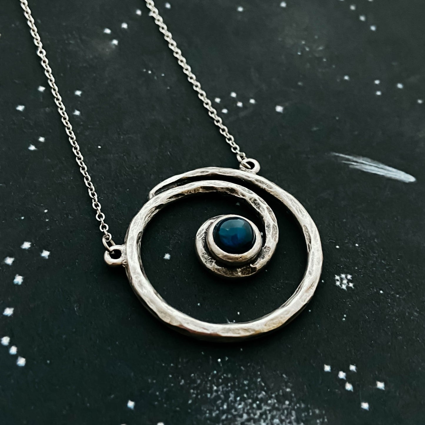 Milky Way Necklace - Spiral Silver Pendant with Labradorite Necklace Yugen Handmade   