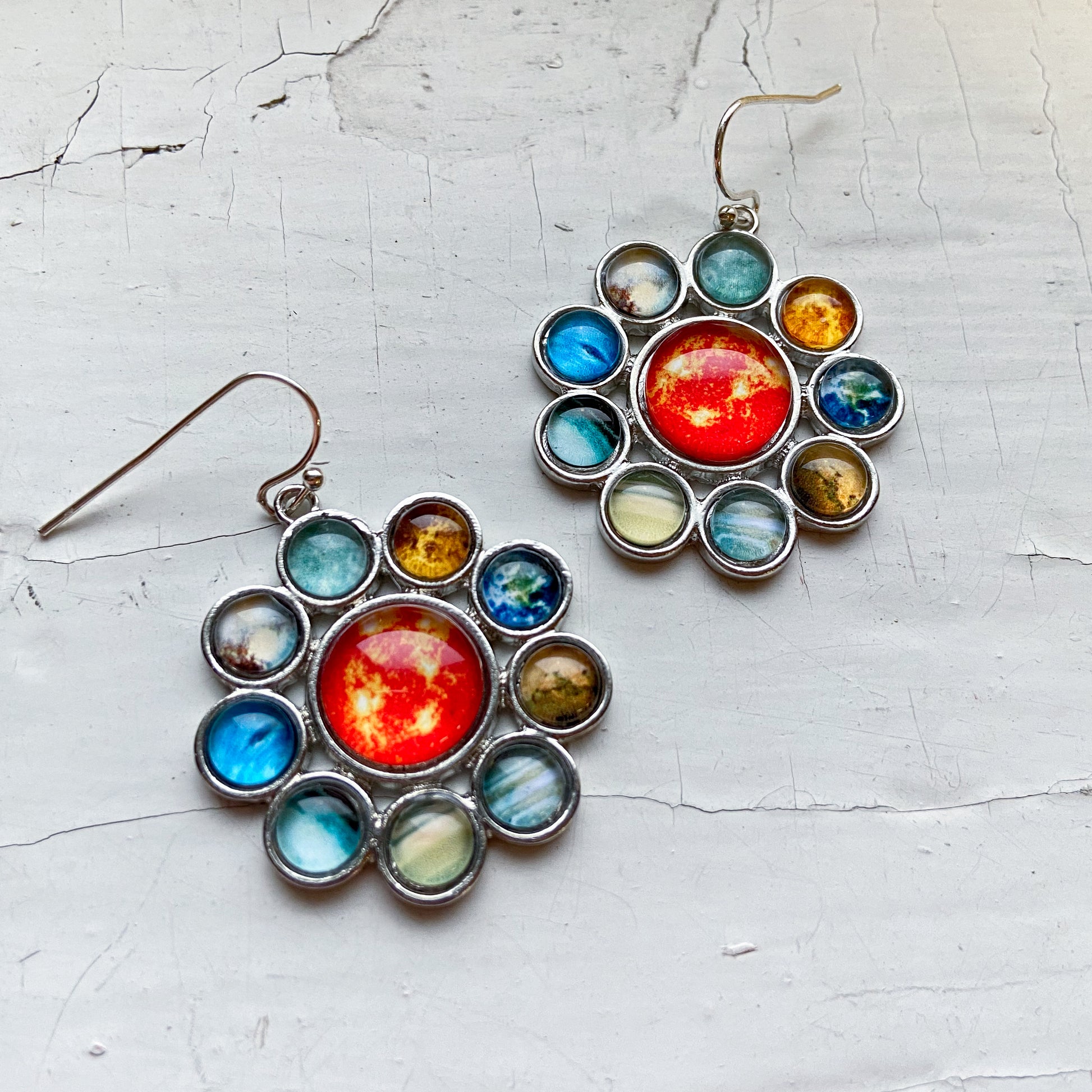 Solar System Halo Dangle Earrings Earrings Yugen Handmade