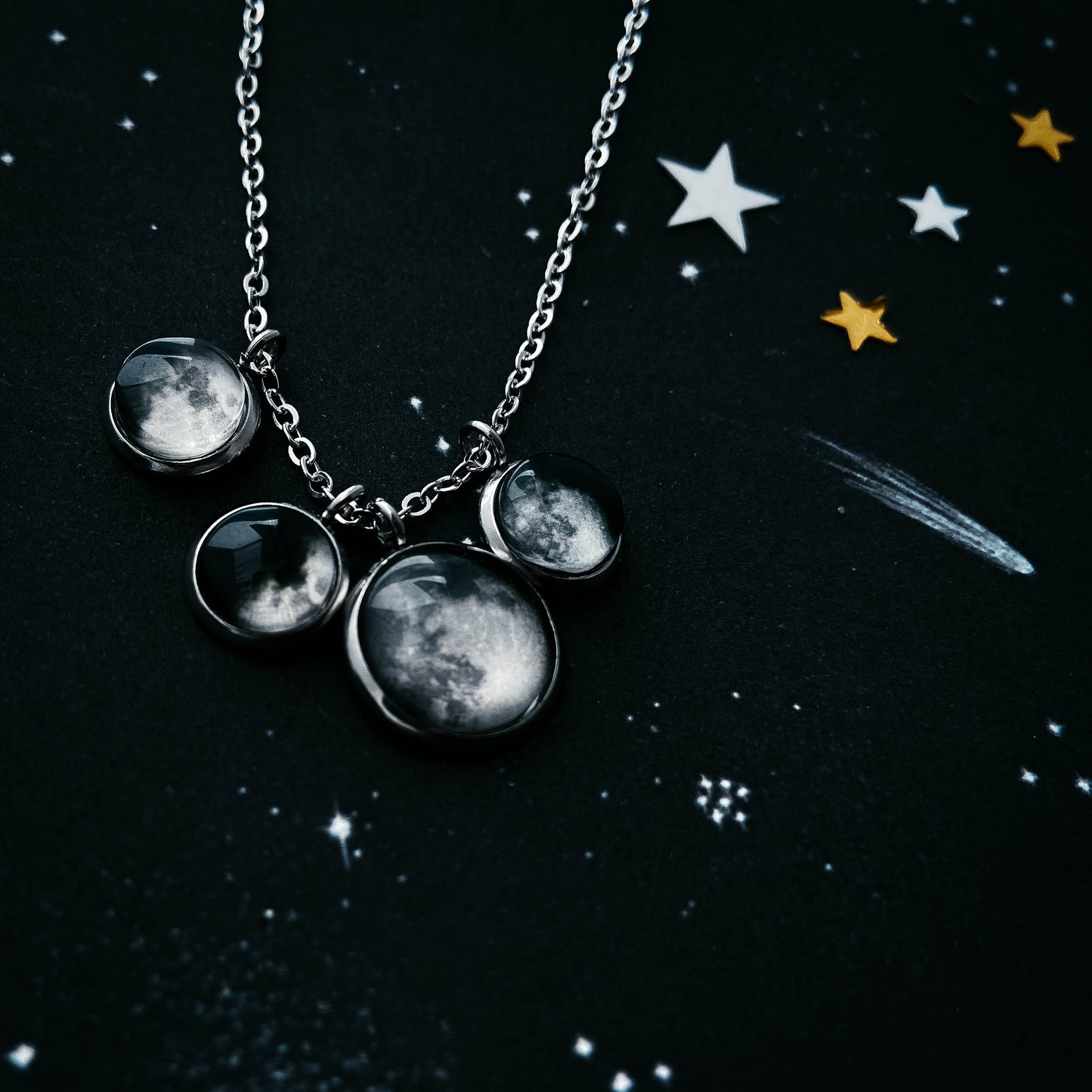 My Moon Family Clustered Necklace - Multiple Phases Necklace Yugen Handmade