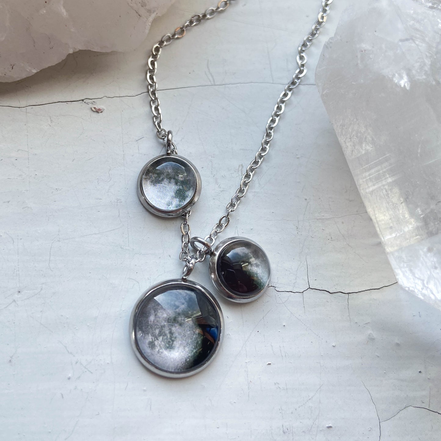 My Moon Family Clustered Necklace - Multiple Phases Necklace Yugen Handmade