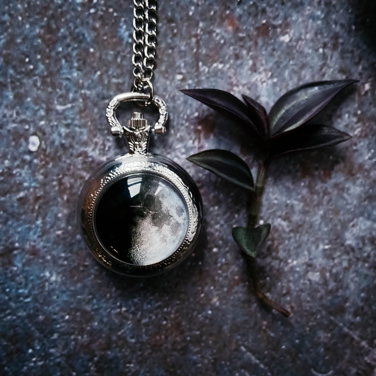 My Moon Custom Lunar Phase Pocket Watch Necklace Pocket Watch Necklace Yugen Handmade
