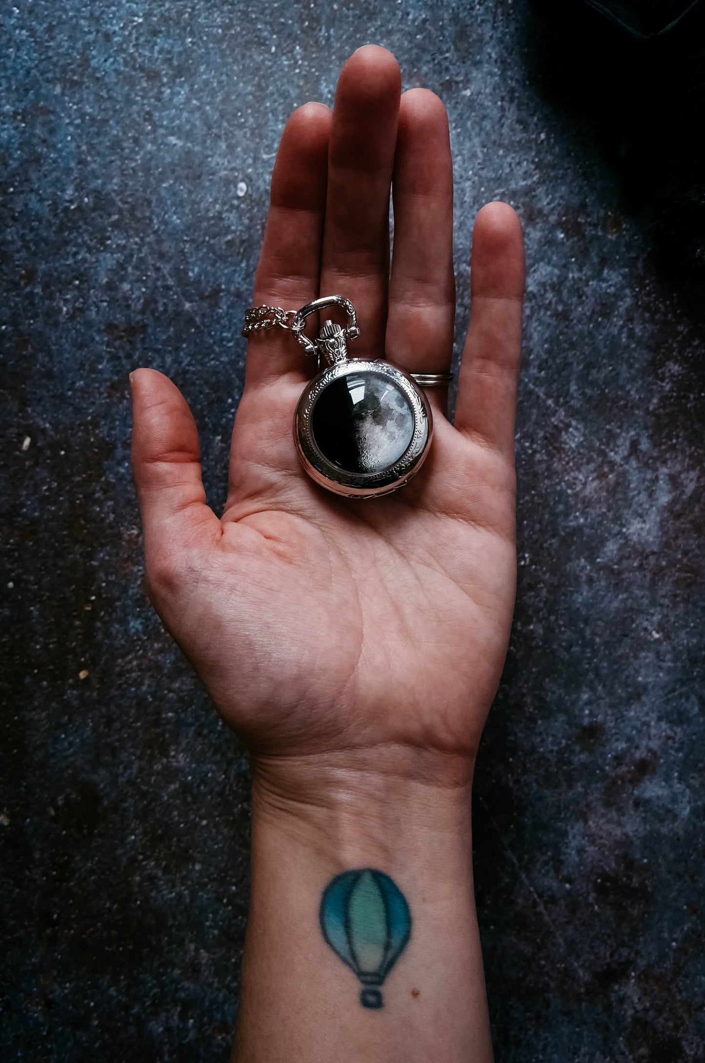 My Moon Custom Lunar Phase Pocket Watch Necklace Pocket Watch Necklace Yugen Handmade