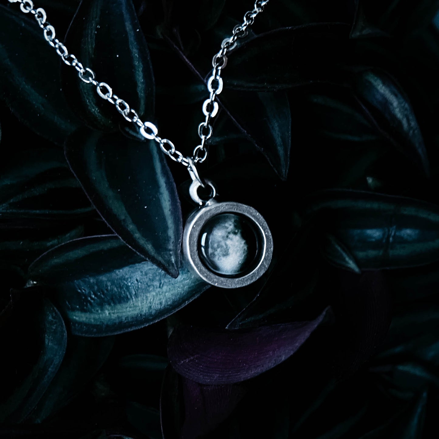 My Moon Chunky Petite Round Silver Pendant Necklace Yugen Handmade