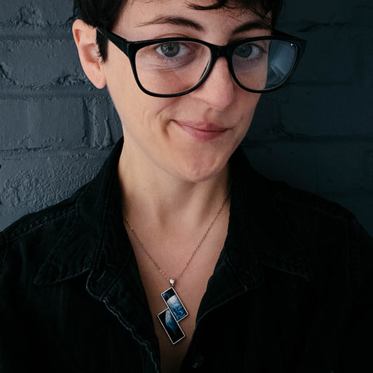 Planetary Society LightSail 2 Image Rectangle Earth Necklace Necklace Yugen Handmade