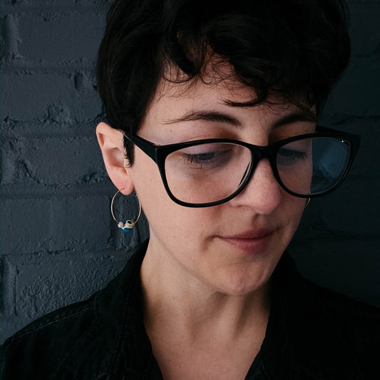 Earth and Moon Jasper Bead Hoop Earrings Earrings Yugen Handmade