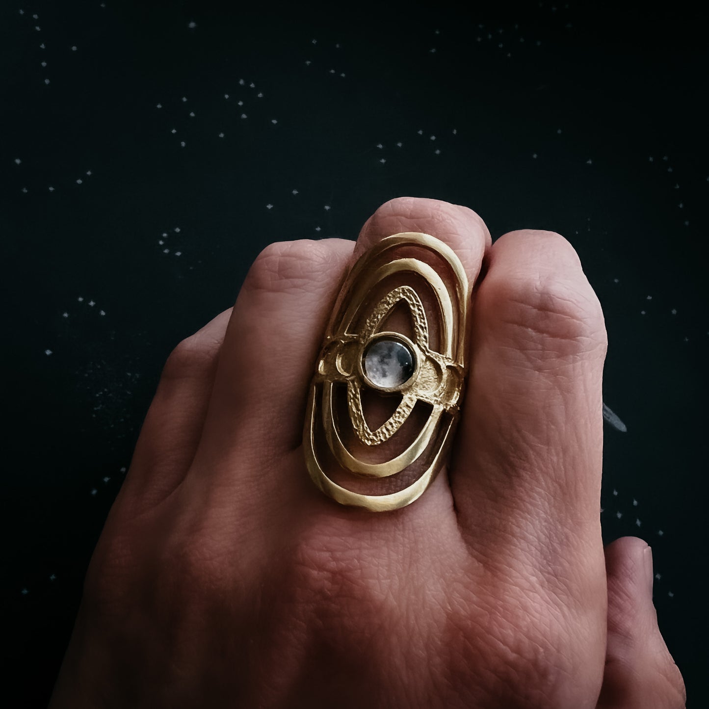 My Moon Cosmic Ripple Personalized Ring with Lunar Phase Band Ring Yugen Handmade