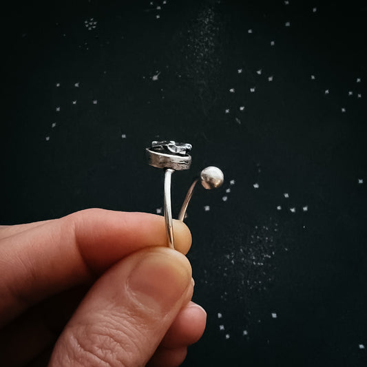 Round Wrap Ring with Authentic Raw Meteorite Ring Yugen Handmade