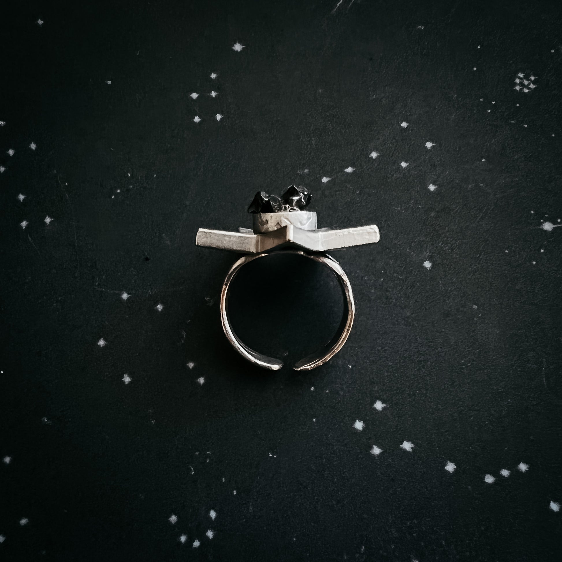 Star Shaped Ring with Authentic Meteorite Ring Yugen Handmade