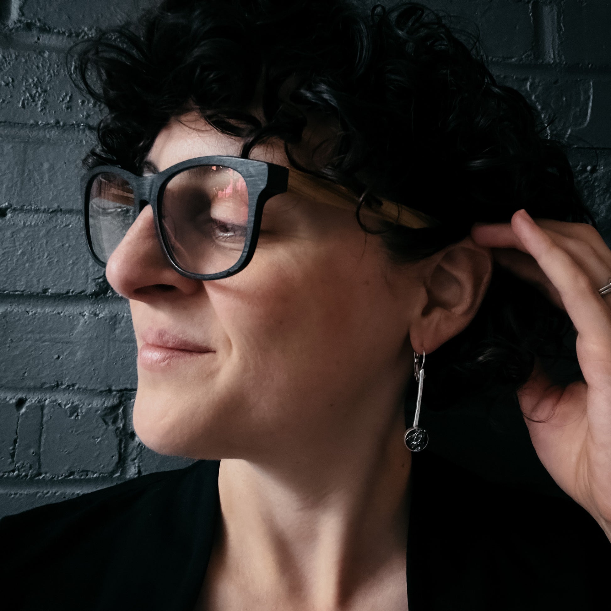 Simple Round Meteorite Drop Earrings Earrings Yugen Handmade