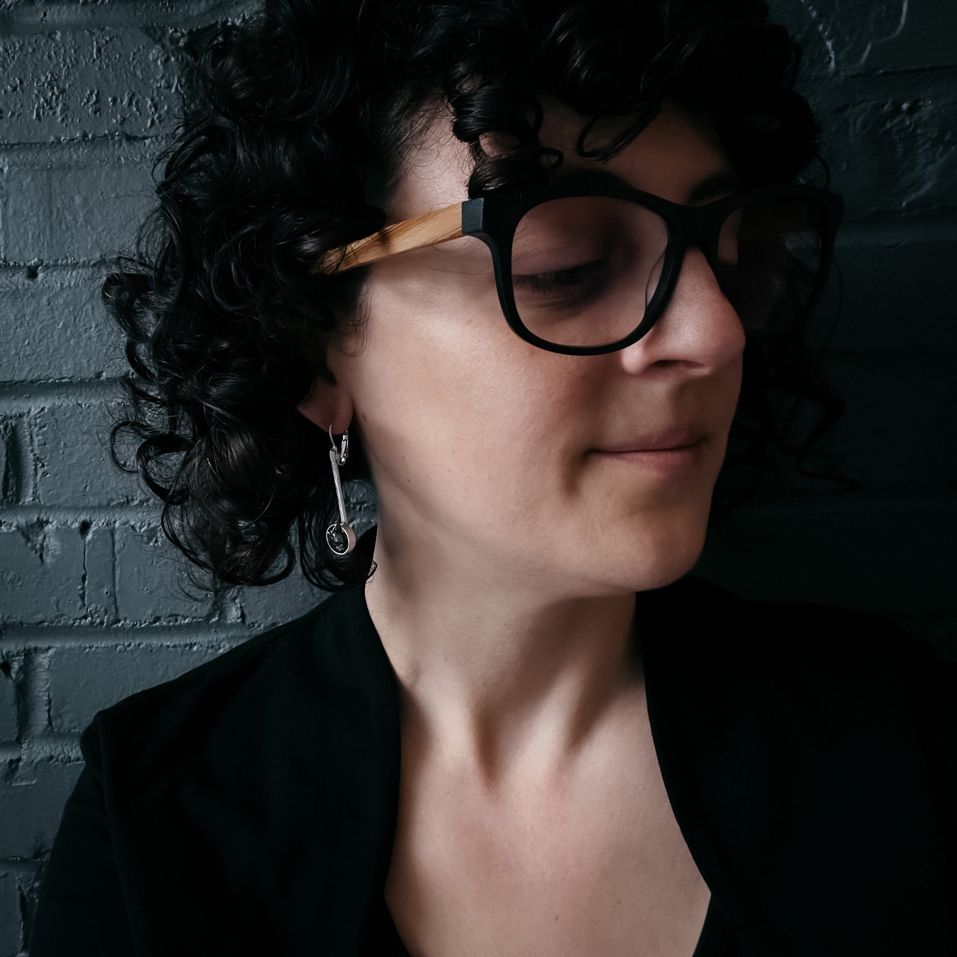 Simple Round Meteorite Drop Earrings Earrings Yugen Handmade