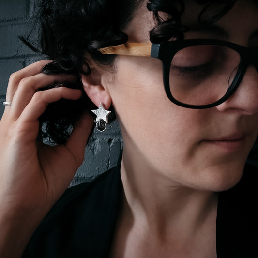 Star Shaped Meteorite Stud Earrings Earrings Yugen Handmade