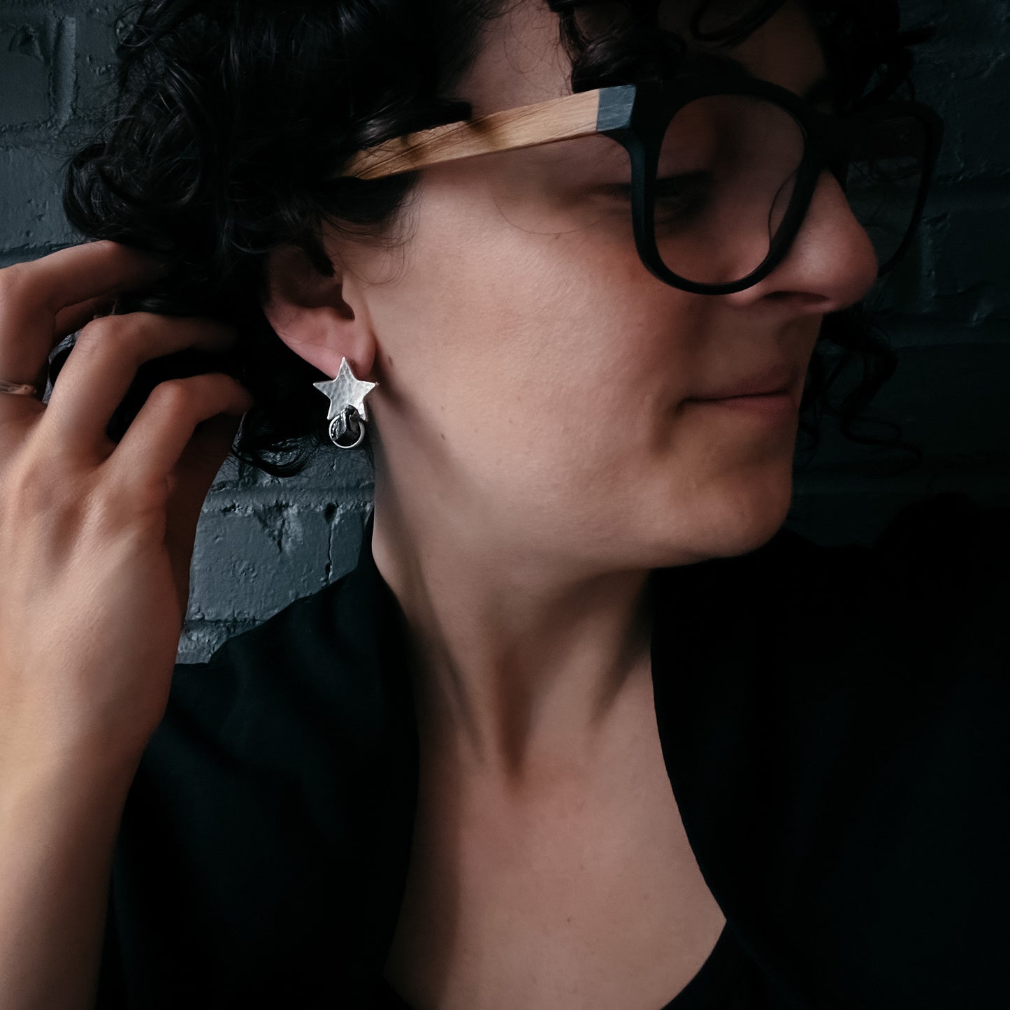 Star Shaped Meteorite Stud Earrings Earrings Yugen Handmade