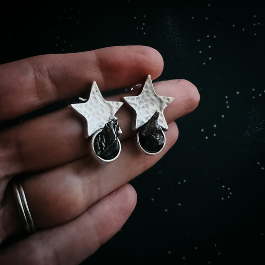 Star Shaped Meteorite Stud Earrings Earrings Yugen Handmade