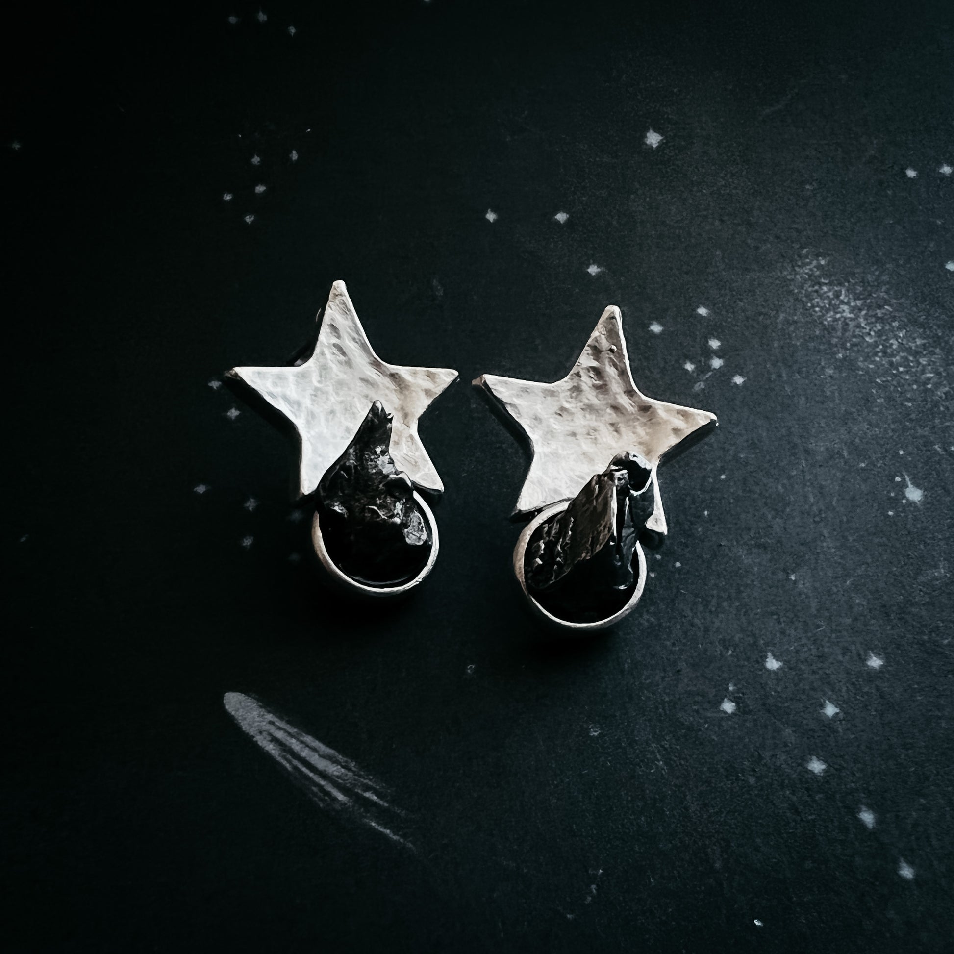 Star Shaped Meteorite Stud Earrings Earrings Yugen Handmade