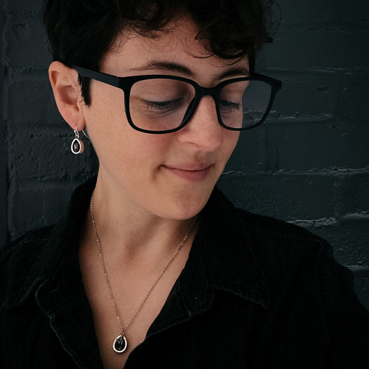 Small Teardrop Meteorite Pendant Necklace Yugen Handmade