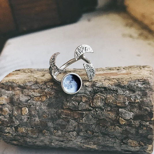 My Moon Sculptural Custom Lunar Phase Ring Ring Yugen Handmade