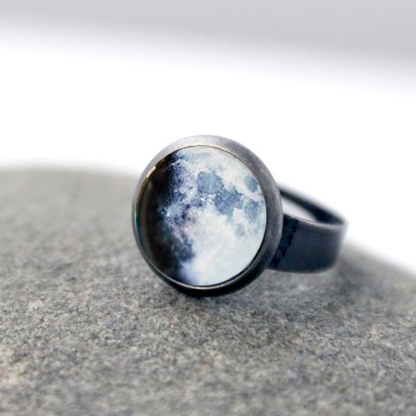 My Moon Custom Adjustable Ring Ring Yugen Handmade Antique Silver
