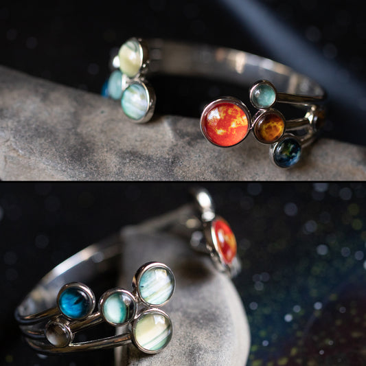Open Solar System Cuff Bracelet Bracelet Yugen Handmade Silver