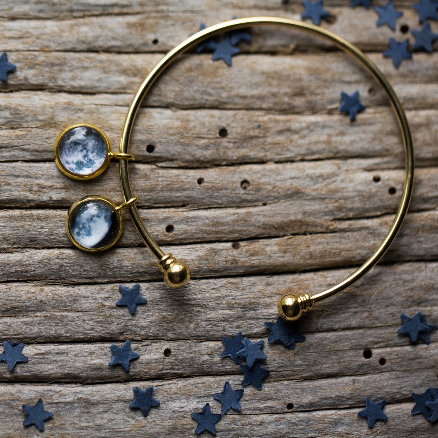 Custom My Moon Charm - Bracelet Sold Separately, Charm Only Bracelet Yugen Handmade Gold 1