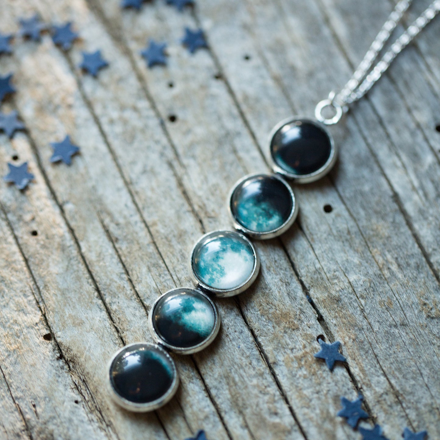 Moon Phase Pendant Necklace Necklace Yugen Handmade