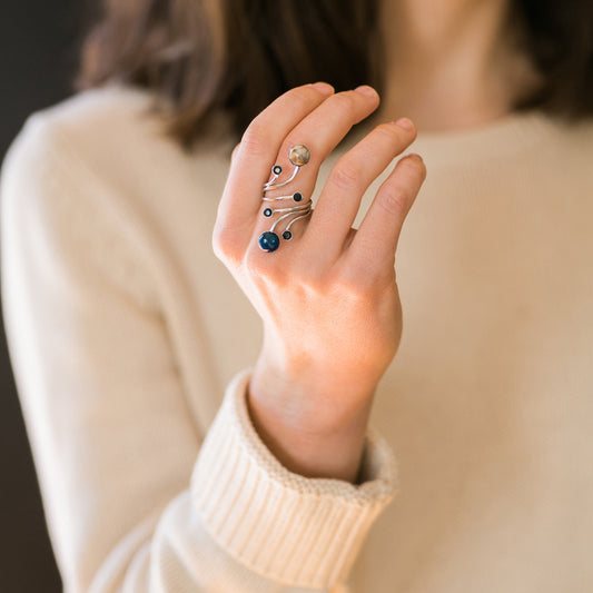 Orbit Ring with Natural Stones Ring Yugen Handmade