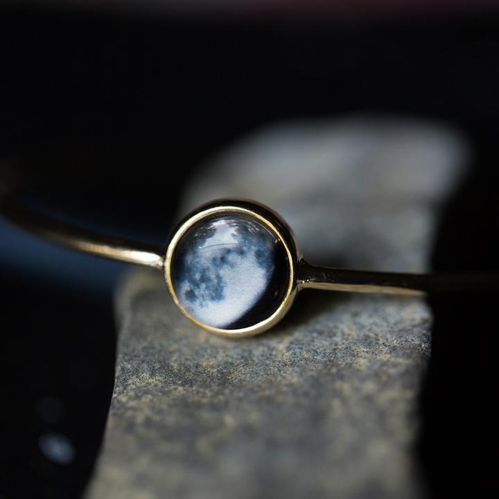 Moon Phase Stacked Bangle Set Bracelet Yugen Handmade Gold