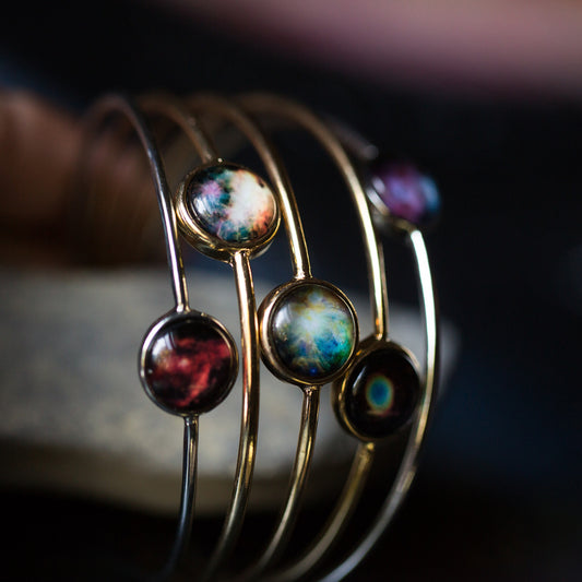 Galaxy Stackable Bangle in Gold or Silver Bracelet Yugen Handmade
