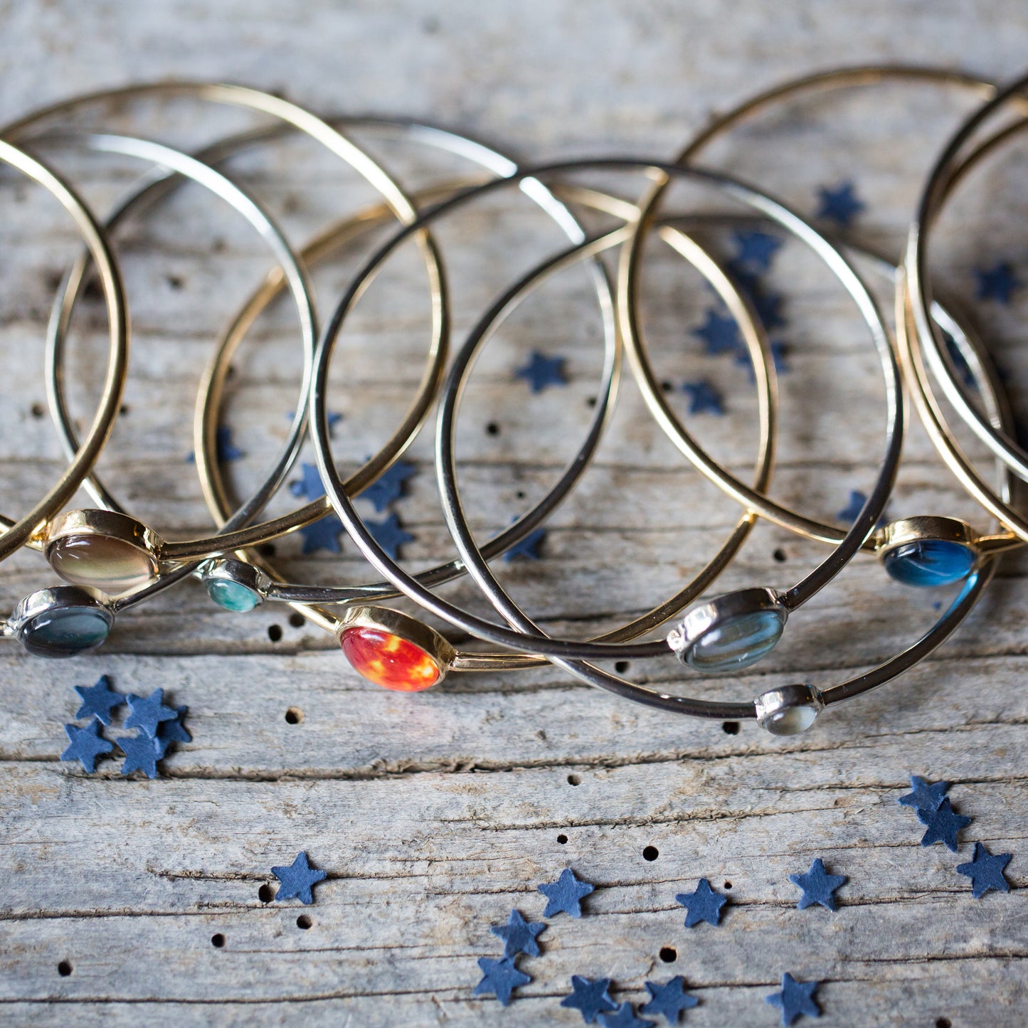 Solar System Stacked Bangle Set Bracelet Yugen Handmade