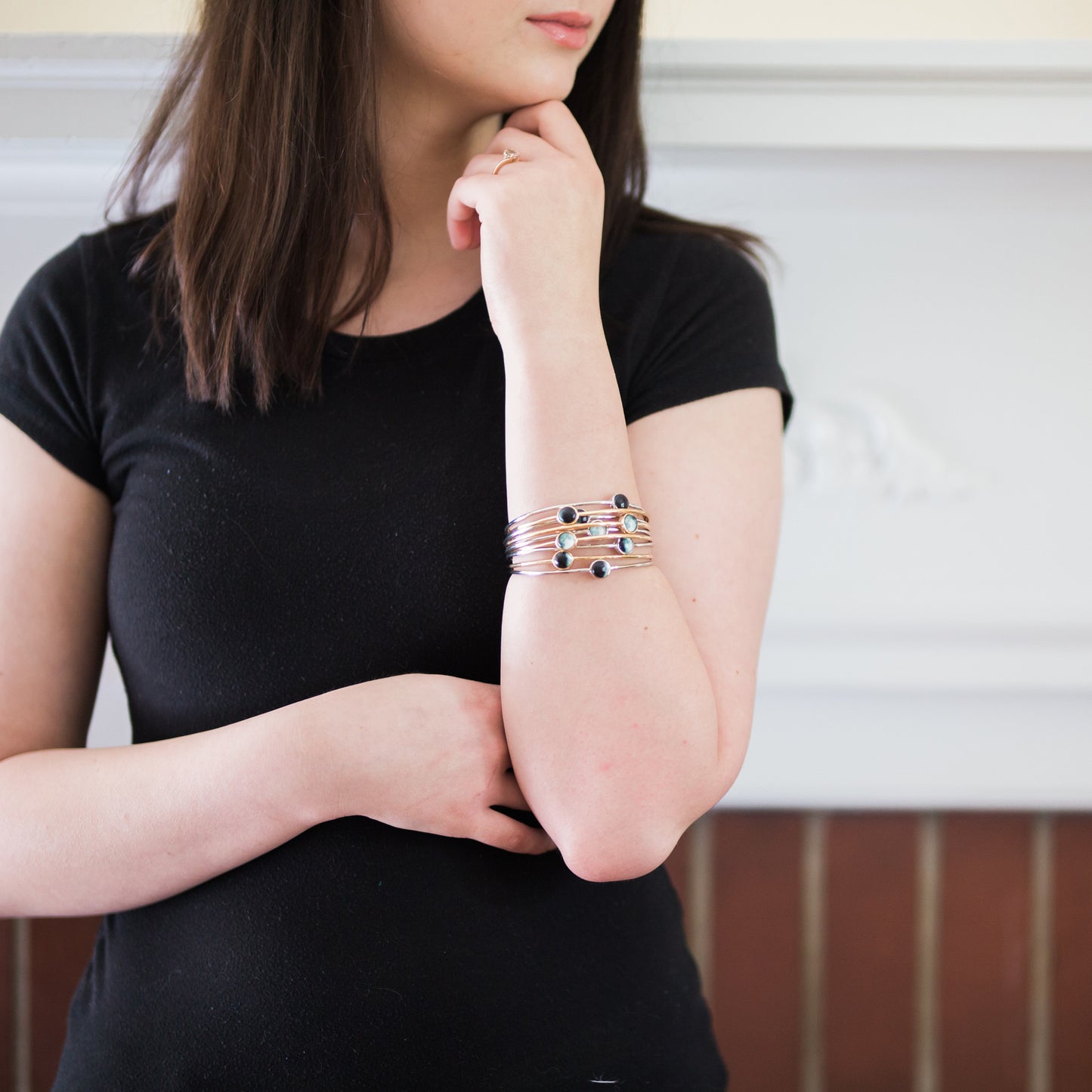 Moon Phase Stacked Bangle Set Bracelet Yugen Handmade