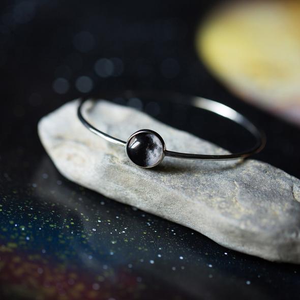 Moon Phase Stacked Bangle Set Bracelet Yugen Handmade Silver