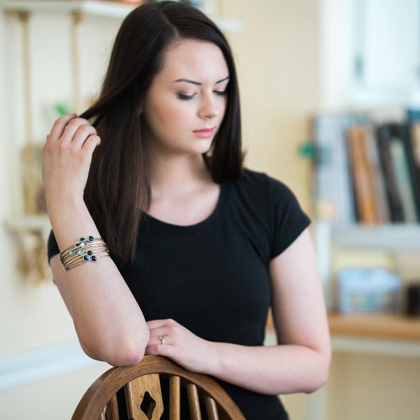 Moon Phase Stacked Bangle Set Bracelet Yugen Handmade