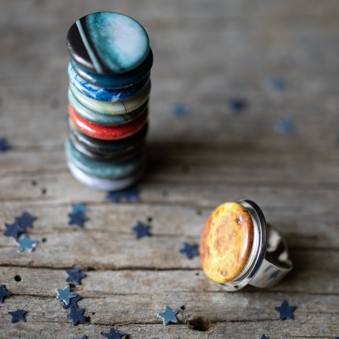 Interchangeable Solar System Ring Ring Yugen Handmade Silver Tone No Pluto
