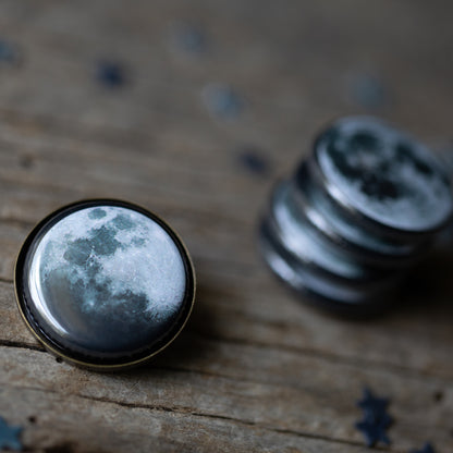 Interchangeable Moon Phase Lapel Pin Boutonniere / Pin Yugen Handmade Antique Bronze Tone  
