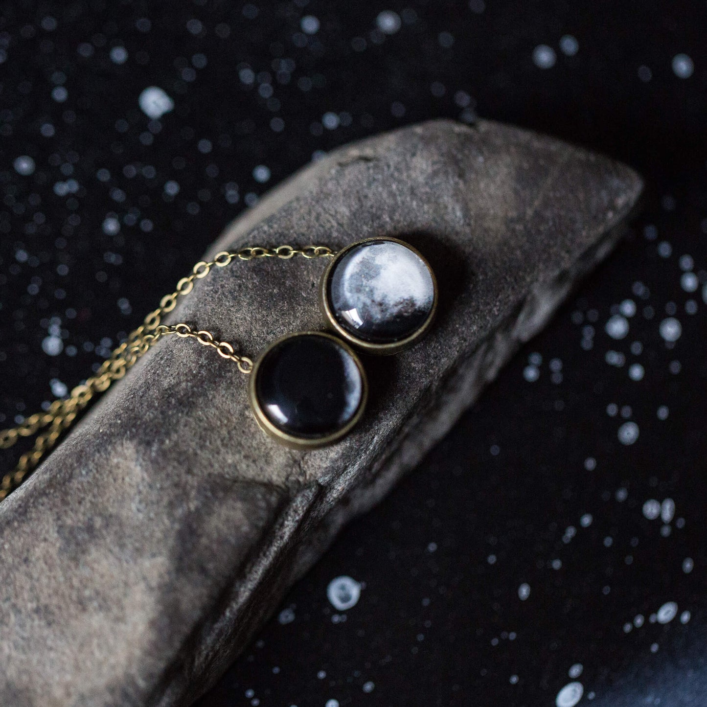 My Moon Custom Slide Pendant Necklace Necklace Yugen Handmade Antique Bronze Tone