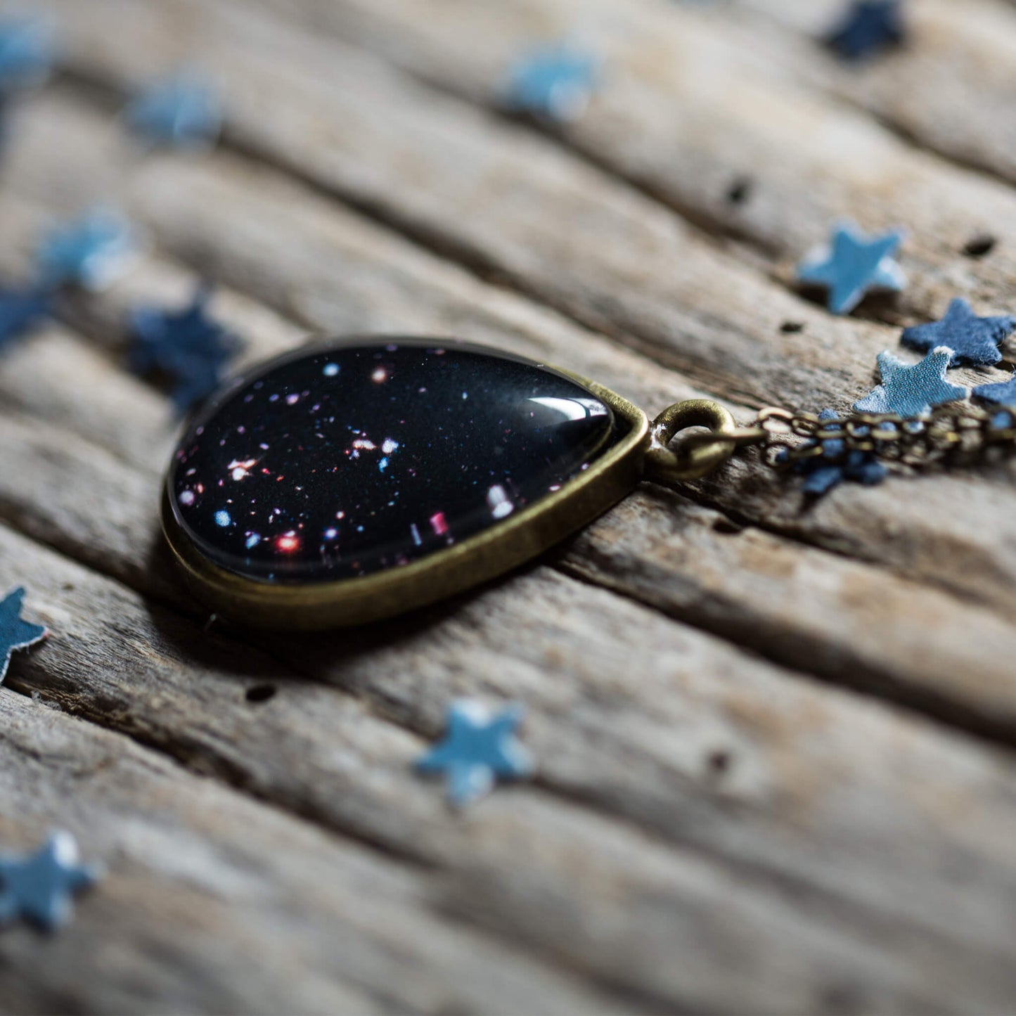 Discontinued Hubble Drops in Cosmic Ocean Pendant - Teardrop Necklace Necklace Yugen Handmade
