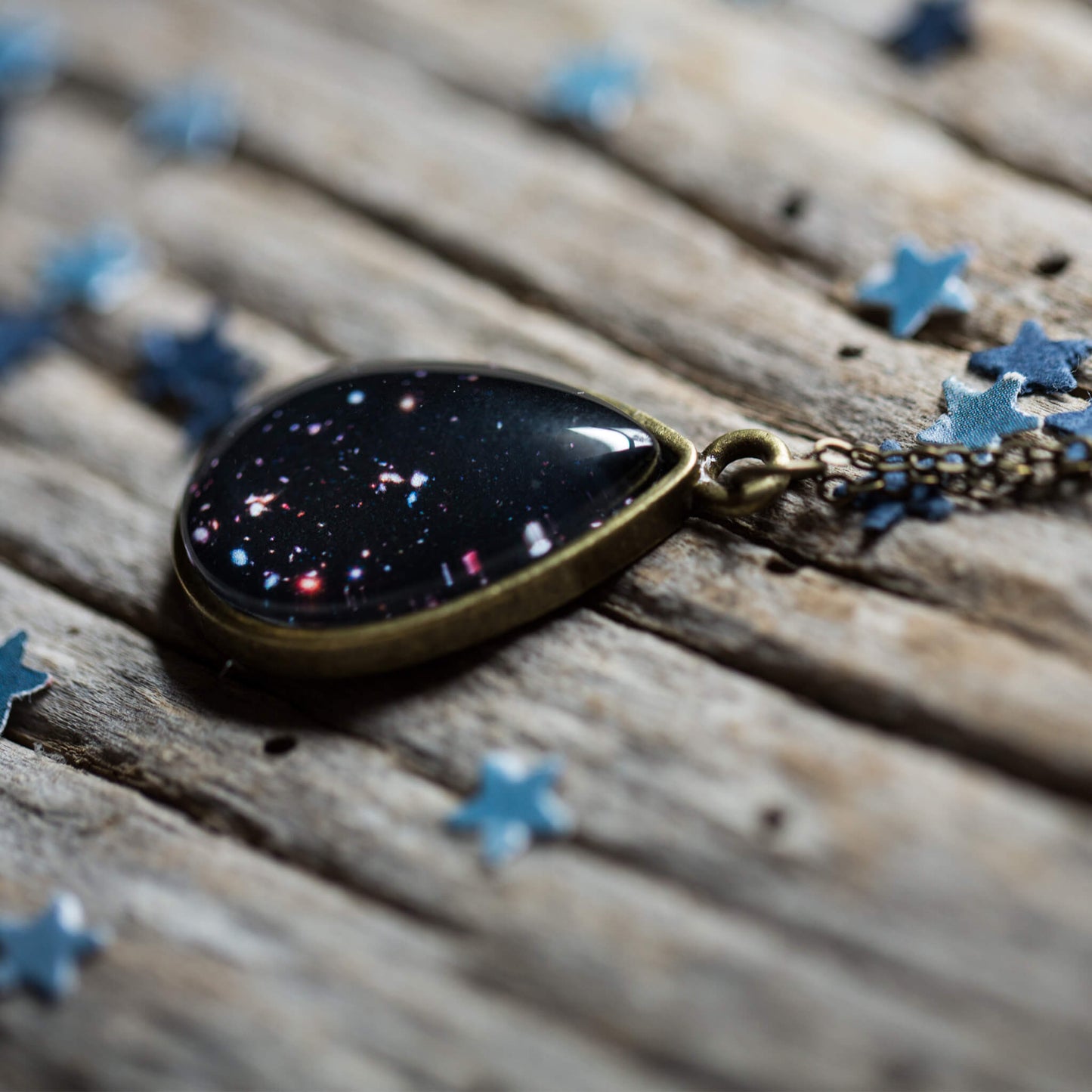 Discontinued Hubble Drops in Cosmic Ocean Pendant - Teardrop Necklace Necklace Yugen Handmade   