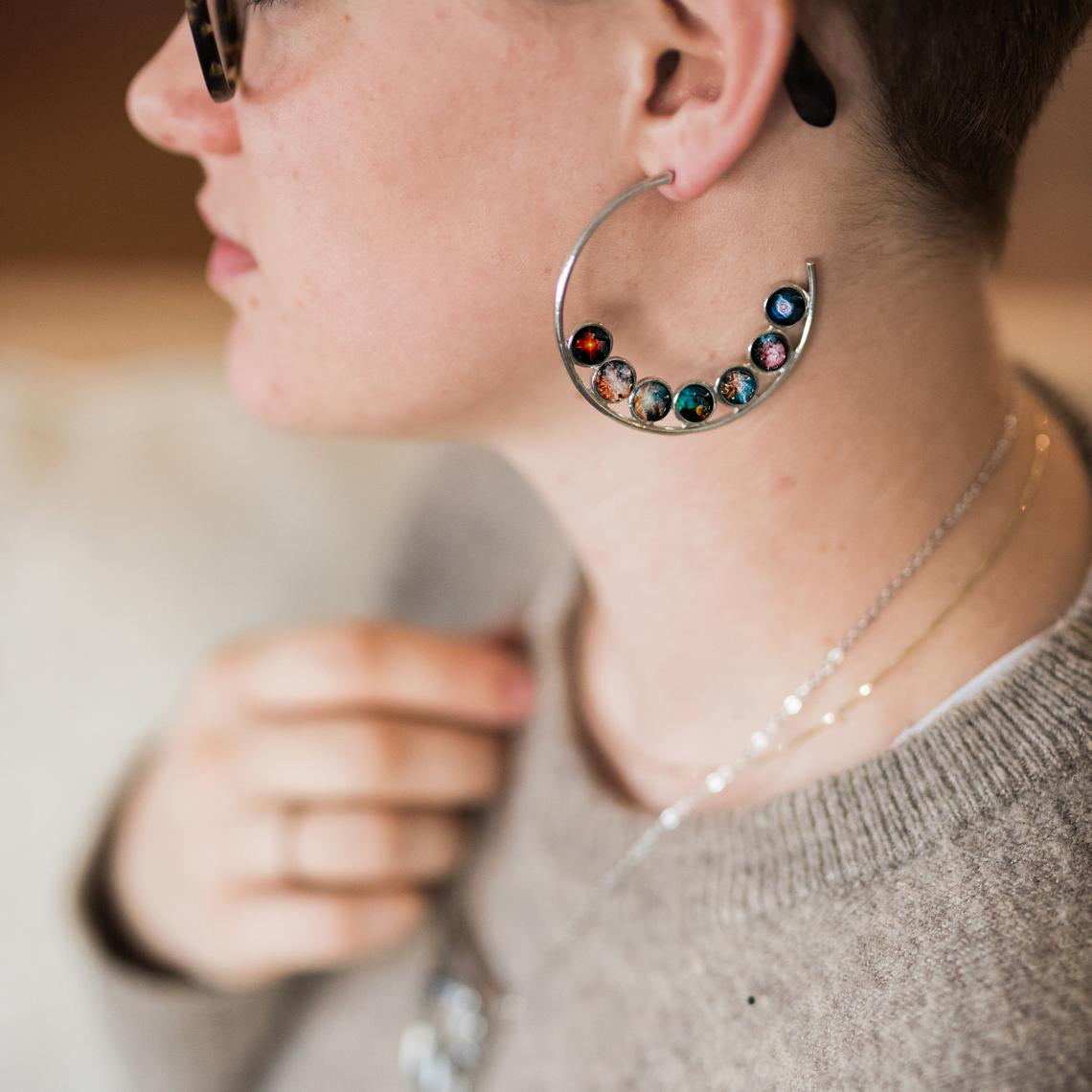 Nebula Rainbow Pride Hoop Earrings Earrings Yugen Handmade   