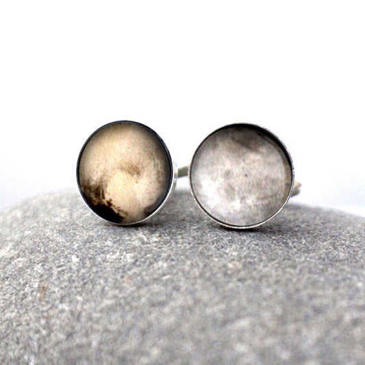 Pluto and Charon Cufflinks Cufflinks Yugen Handmade Silver Tone