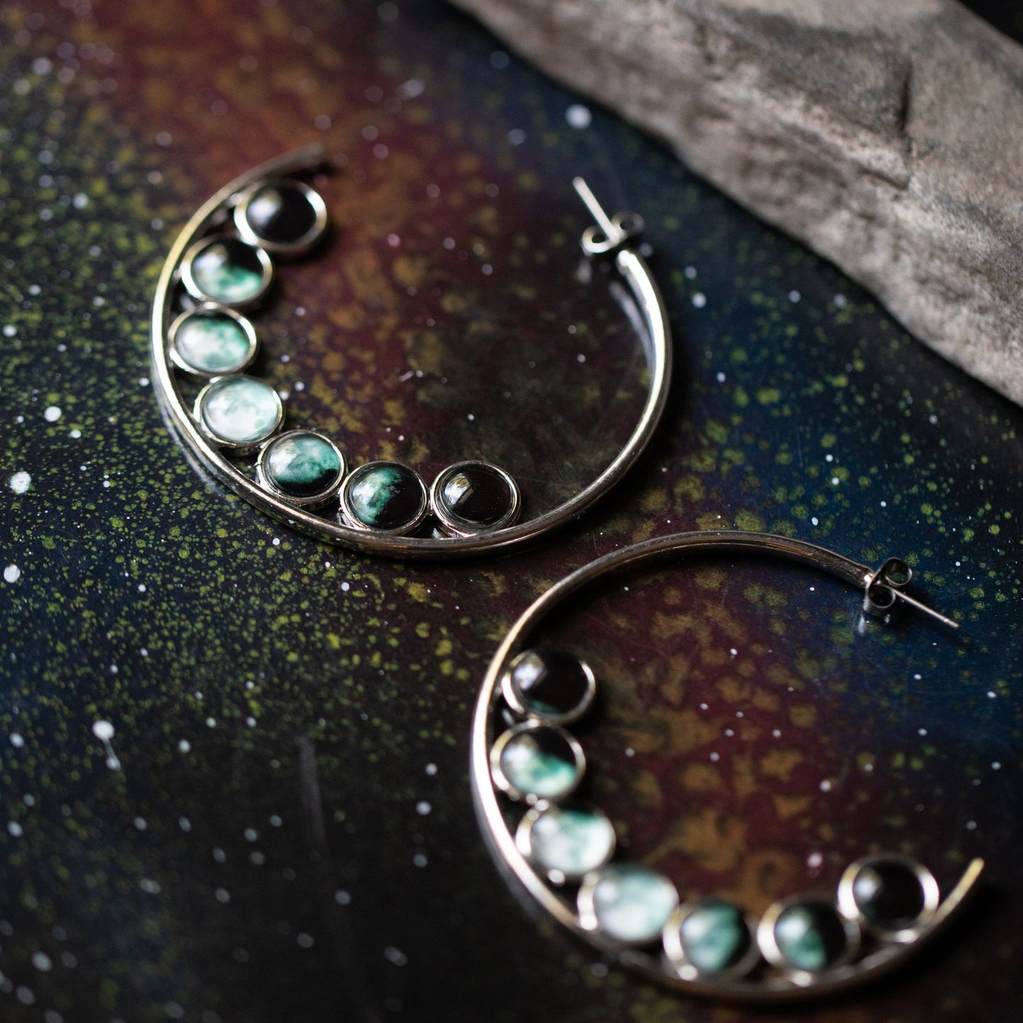 Moon Phase Hoop Earrings Earrings Yugen Handmade