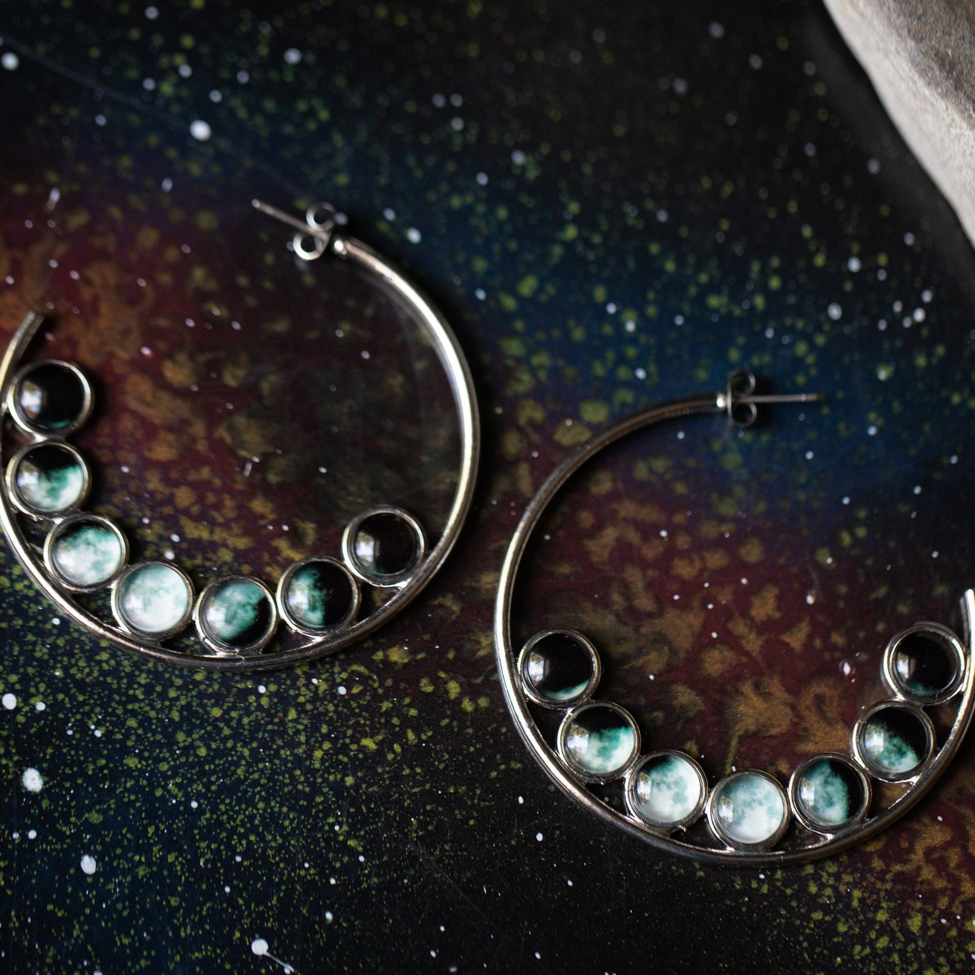 Moon Phase Hoop Earrings Earrings Yugen Handmade
