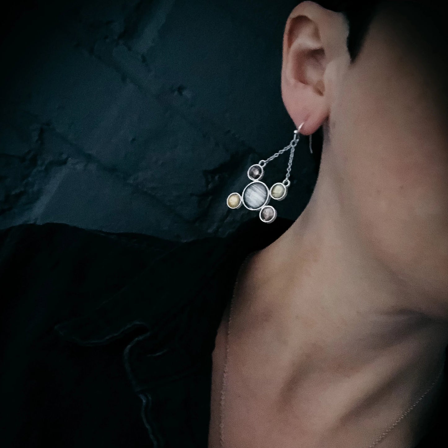 Jupiter and Galilean Moons Dangle Earrings Earrings Yugen Handmade