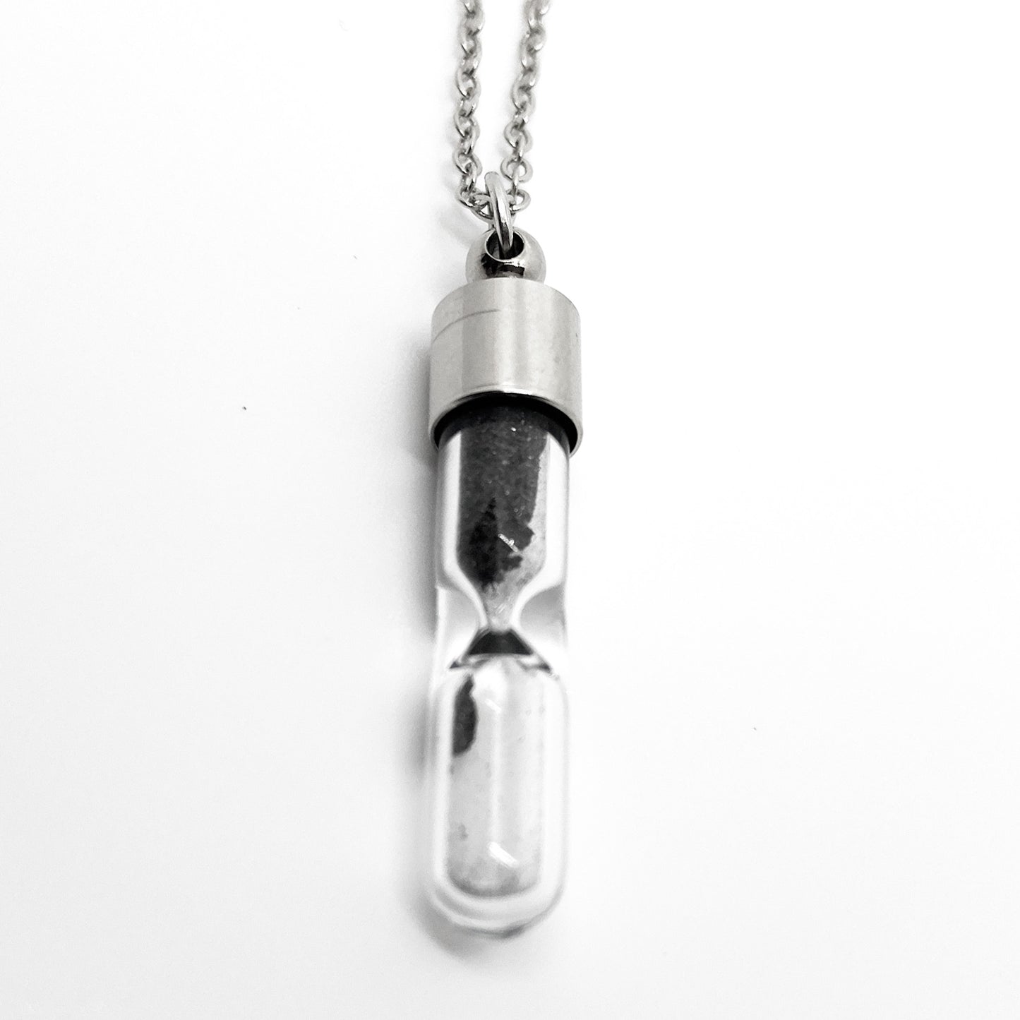 Space Time Hourglass Necklace with Meteorite Dust Necklace Yugen Handmade