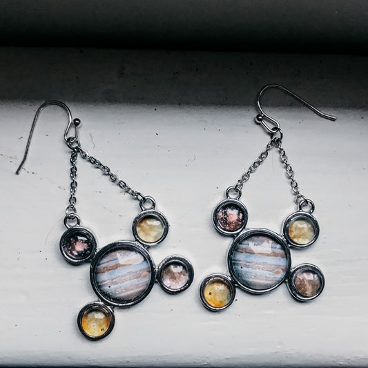 Jupiter and Galilean Moons Dangle Earrings Earrings Yugen Handmade