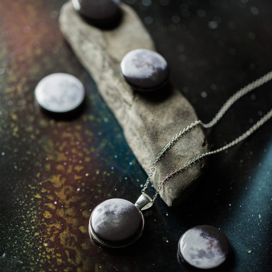 Interchangeable Moon Phase Necklace Necklace Yugen Handmade Silver Tone 18 inch