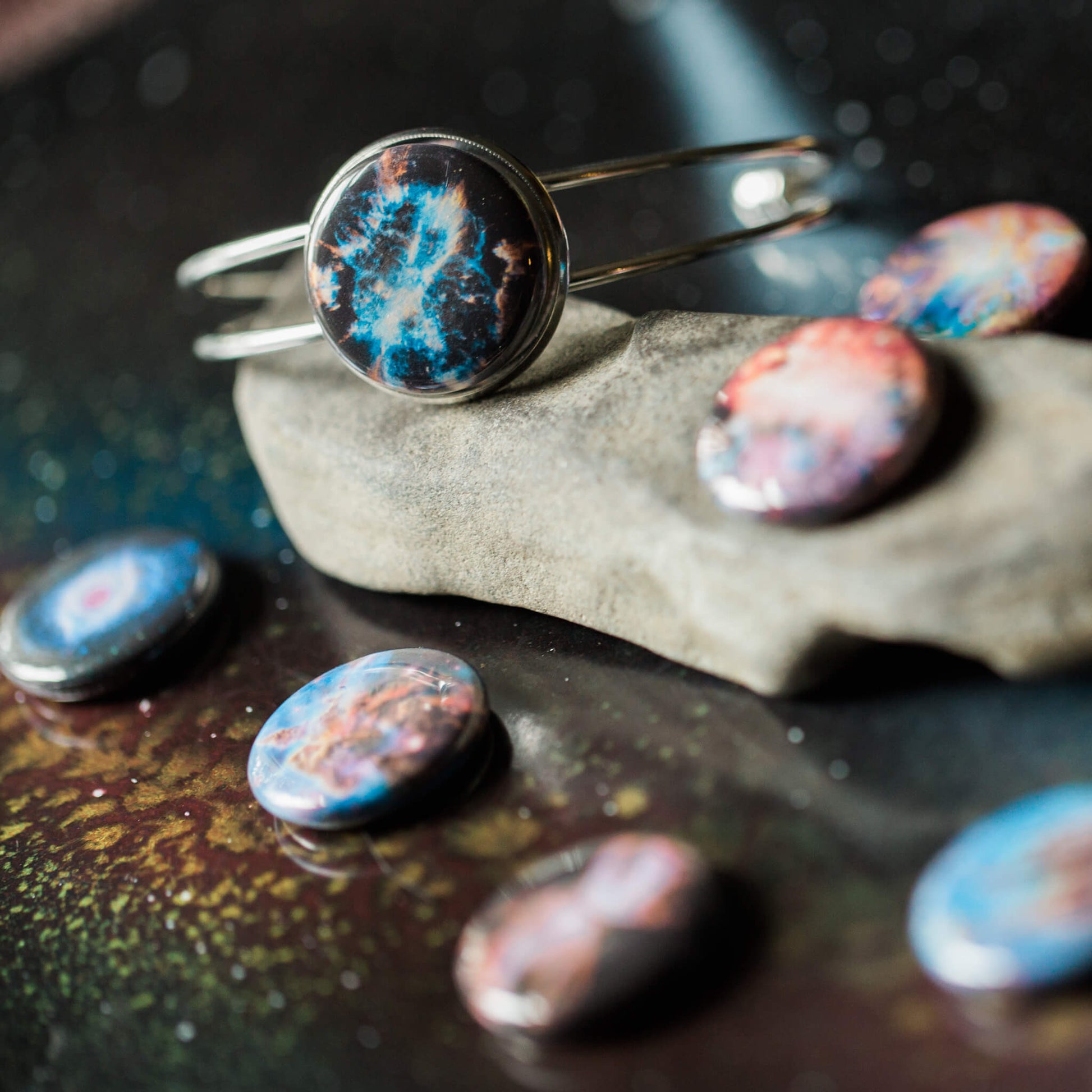 Interchangeable Nebula Cuff Bracelet Bracelet Yugen Handmade Silver Tone
