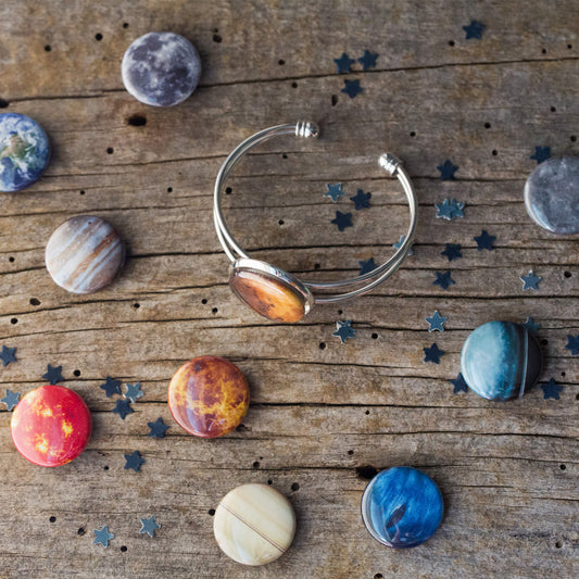 Interchangeable Solar System Cuff Bracelet Bracelet Yugen Handmade Silver Tone Yes