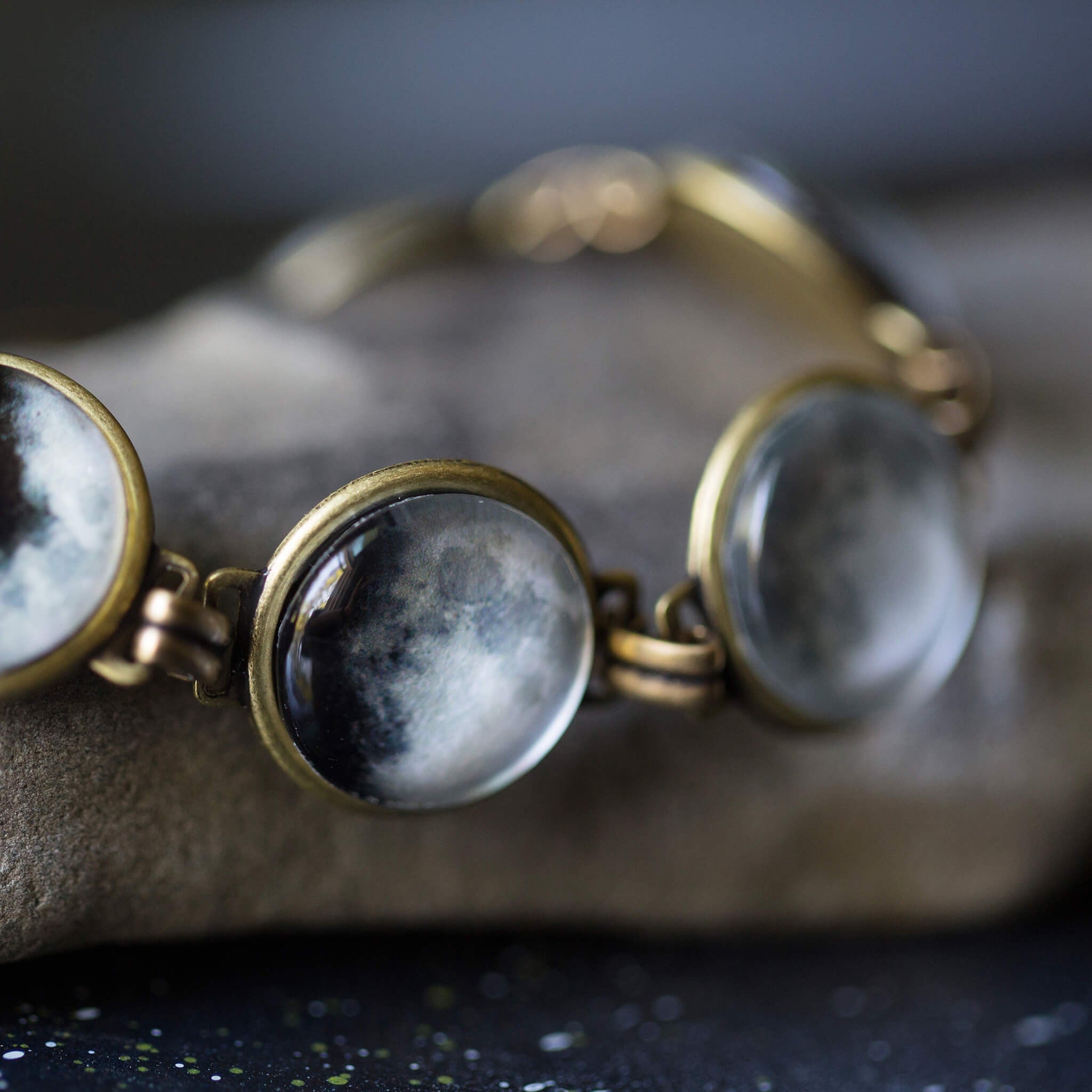 Moon Phase Bracelet - Space Jewelry, Lunar Phases Bracelet Yugen Handmade