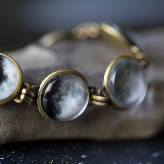 Moon Phase Bracelet - Space Jewelry, Lunar Phases Bracelet Yugen Handmade